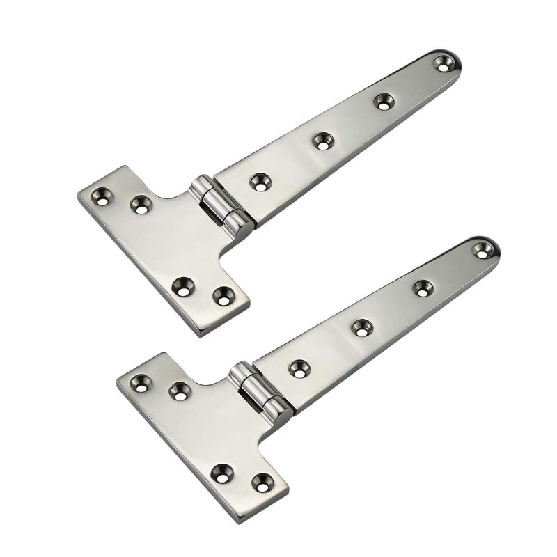 NRC&XRC Pair of 316 Stainless Steel Heavy Duty Marine Grade "T" Hinge 8"(L)*4"(W) Cast Strap Hinge - Image 1